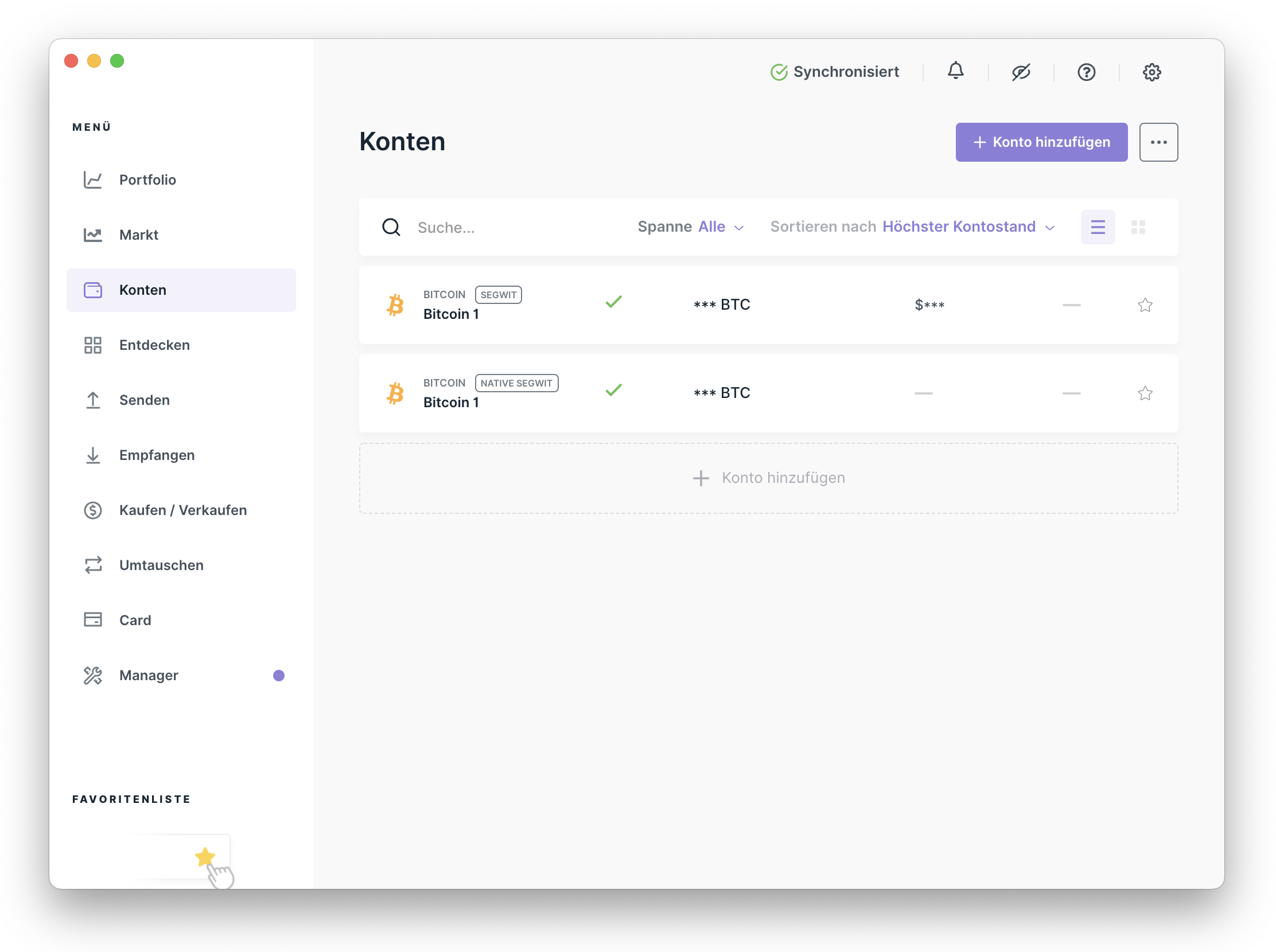 Ledger Live Konten-Ansicht